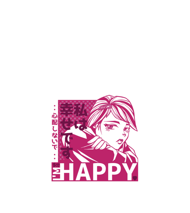 'I''m happy fată Anime antisocială' model albastru închis pe tricou