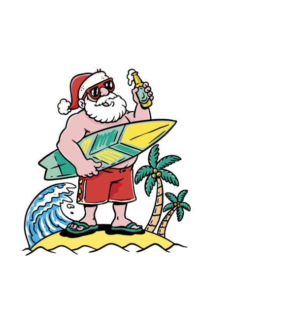 Santa Claus Summer model alb pe tricou