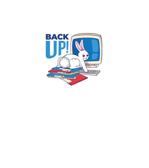 Back up bunny model alb pe tricou