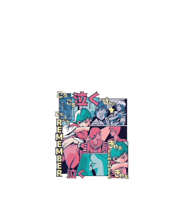 Anime Vaporwave benzi desenate model alb pe tricou