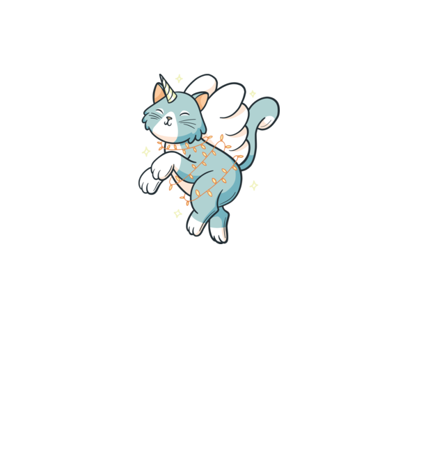 Pisică Unicorn model alb pe tricou