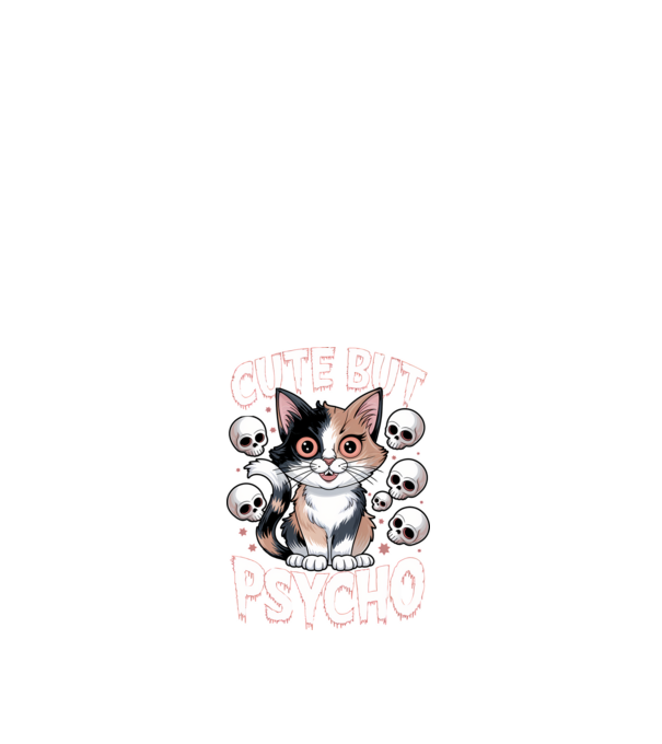 Cute, but Psycho pisică Negru model alb pe tricou
