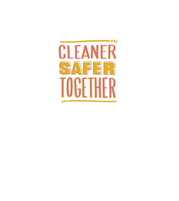 Cleaner Safer Together model alb pe tricou