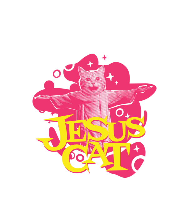 Jesus Cat model alb pe tricou