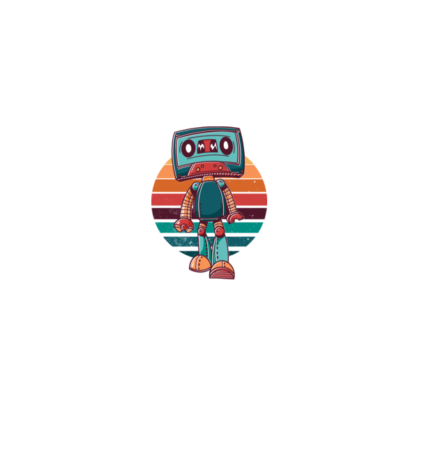 Robot Casetă retro model alb pe tricou