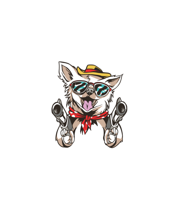 Chihuahua cu Pistol model alb pe tricou