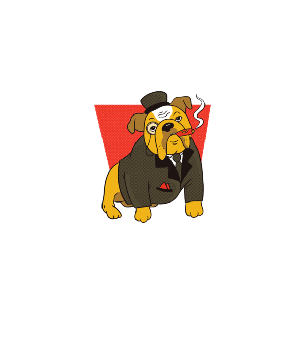 Bulldog englezesc cu trabuc model negru pe tricou