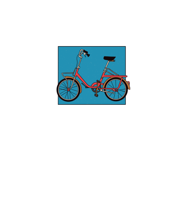 Bicicletă Camping model alb pe tricou