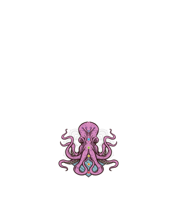 Yoga Octopus model negru pe tricou