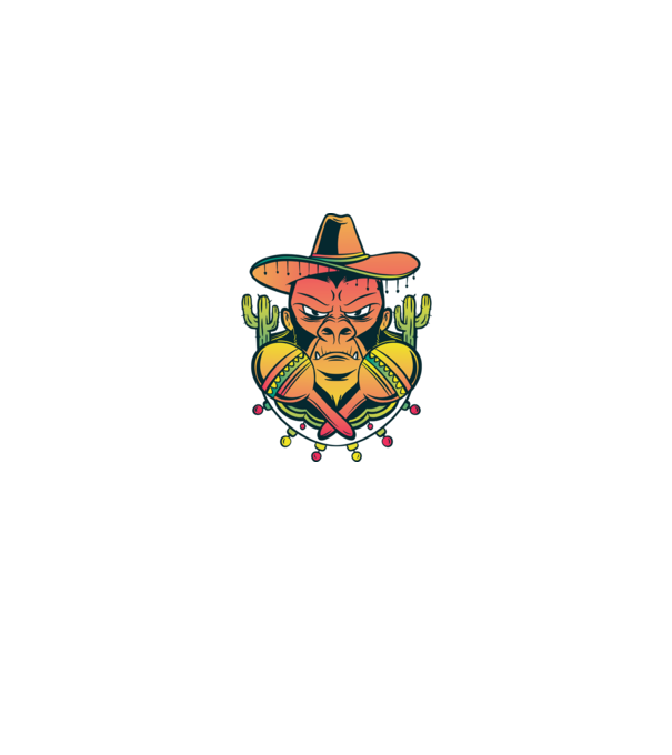 Gorila mexicană model alb pe tricou