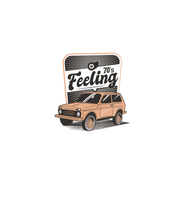 Mașină Retro anii 70 Lada Niva model albastru deschis pe tricou