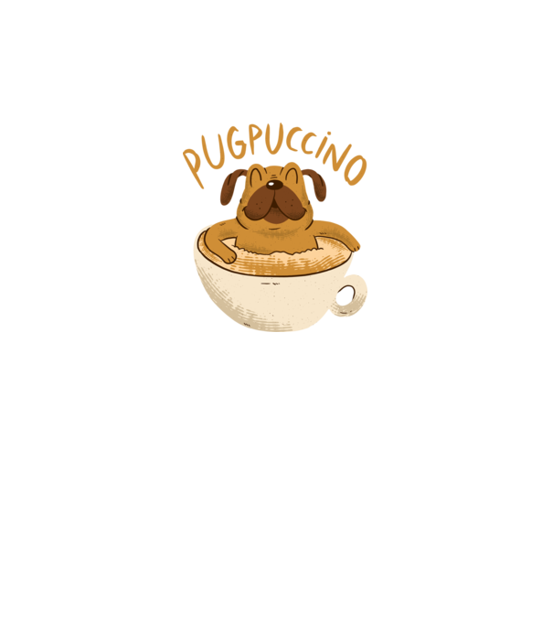 Pugpuccino Capuccino cu Mops model gri pe tricou