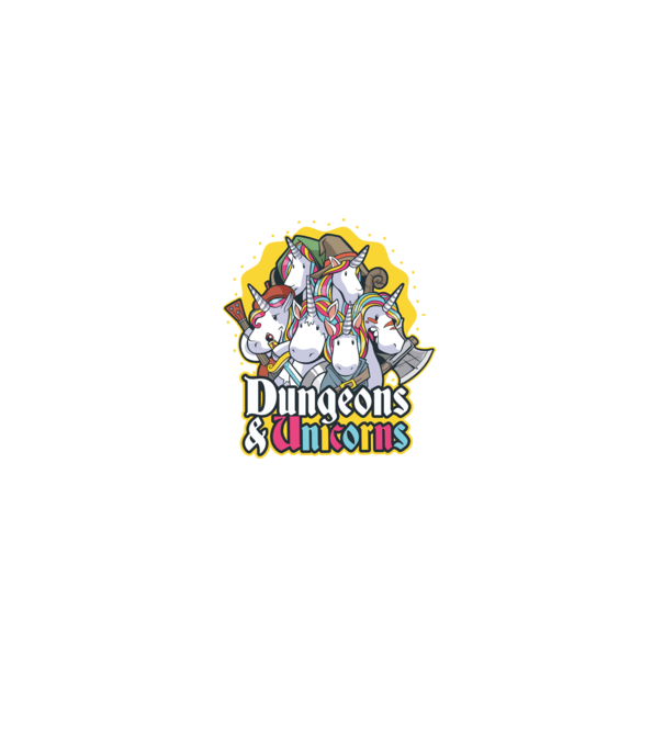 Dungeons and Unicorns model negru pe tricou