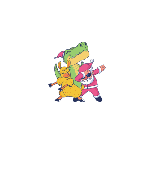 Moș Crăciun Llama T-rex DAB pentru Crăciun model negru pe tricou