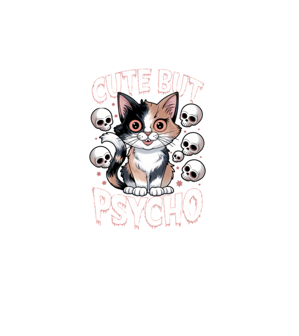 Cute, but Psycho pisică Negru model turcoaz pe tricou