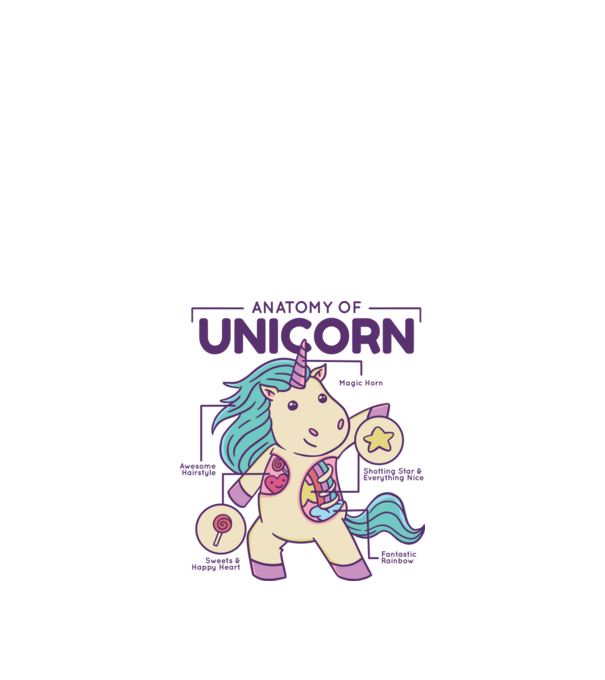 Unicorn Anatomie model nisipiu pe tricou