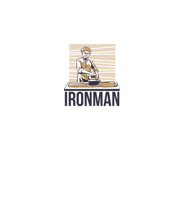 Ironman Om care calcă (montează metal) model alb pe tricou