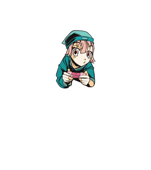 Anime fată Gamer model gri pe tricou