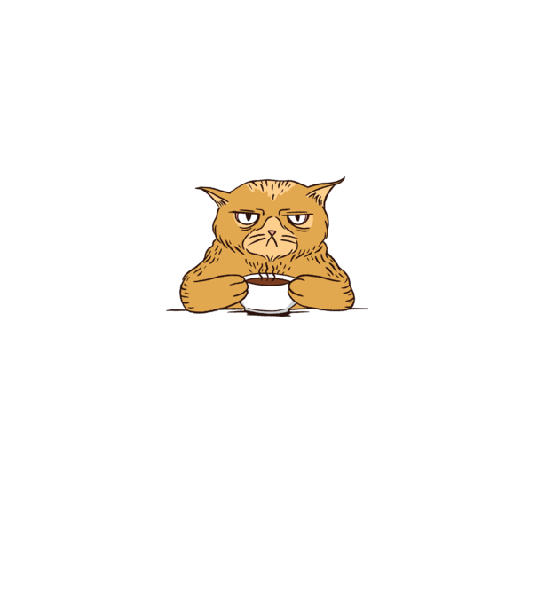 Grumpy Cat - Pisică supărată cu cafea model albastru regal pe tricou