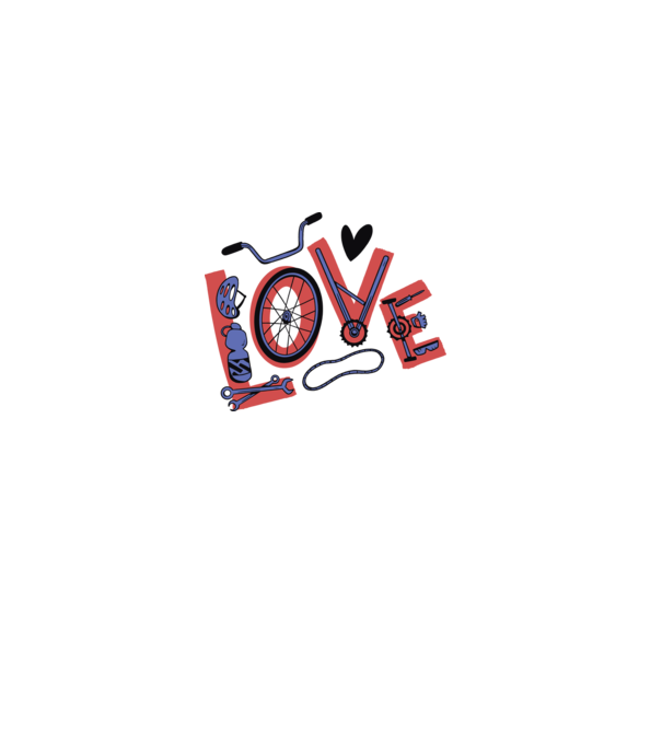 Love Bicicletă model alb pe tricou