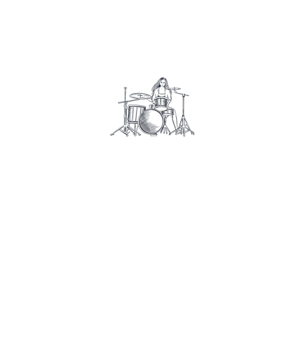 Fată Bateristă model alb pe tricou
