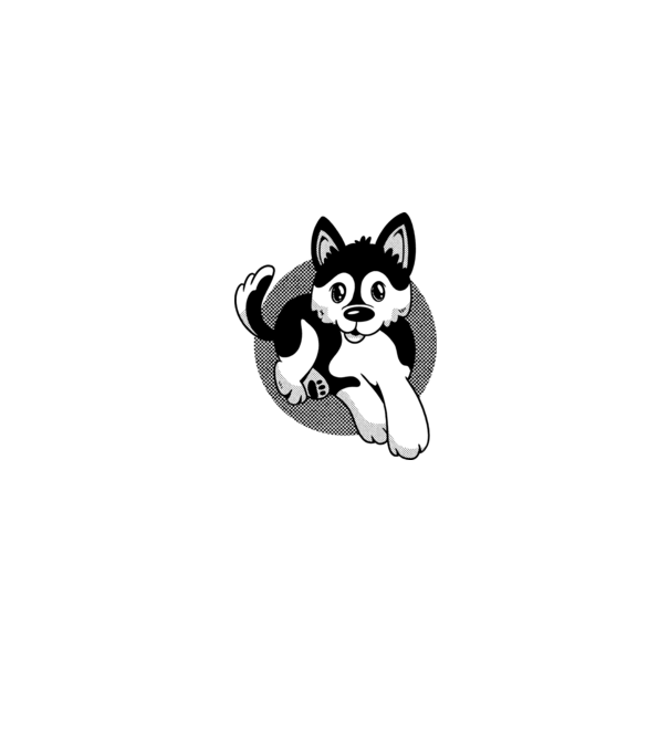 Câine Pomsky model turcoaz pe tricou