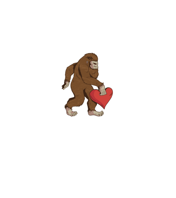 Bigfoot Yeti cu inimă model alb pe tricou