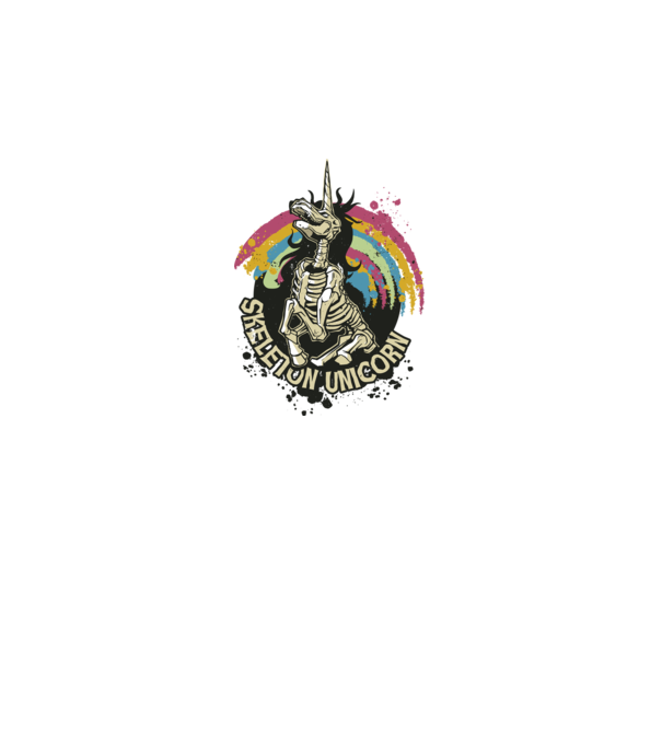 Schelet unicorn model alb pe tricou