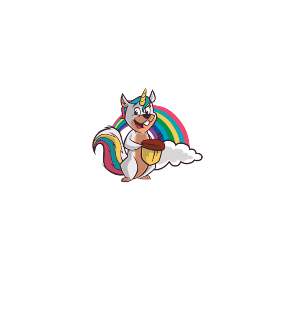 Unicorn drăguț Veveriță model alb pe tricou