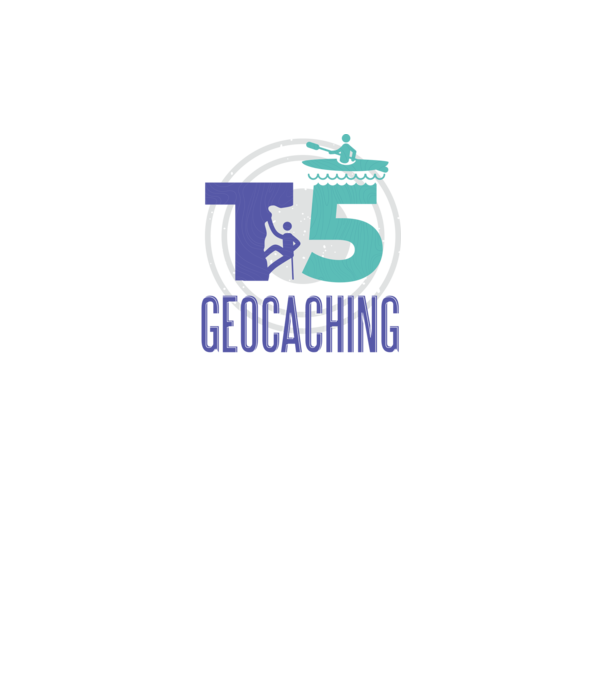 T5 Geocaching model albastru închis pe tricou