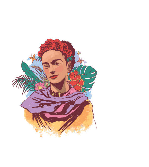 Portret Frida Kahlo model albastru deschis pe tricou