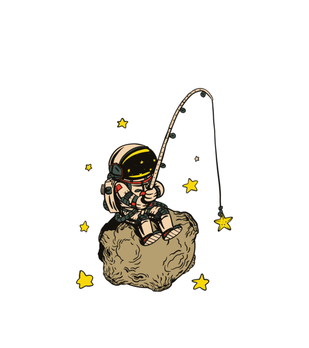 Pescar Astronaut model alb pe tricou