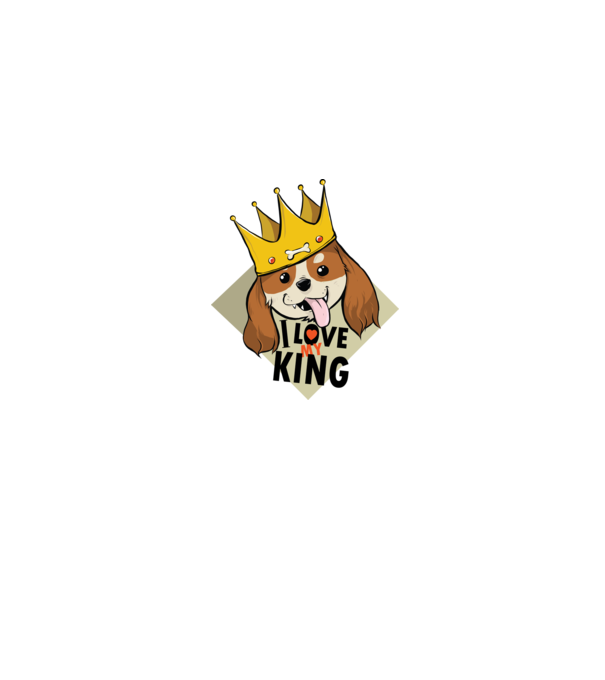 I love my king - Cavalier King Charles tricou cu câine Cocker Spaniel model albastru jeanși pe tricou