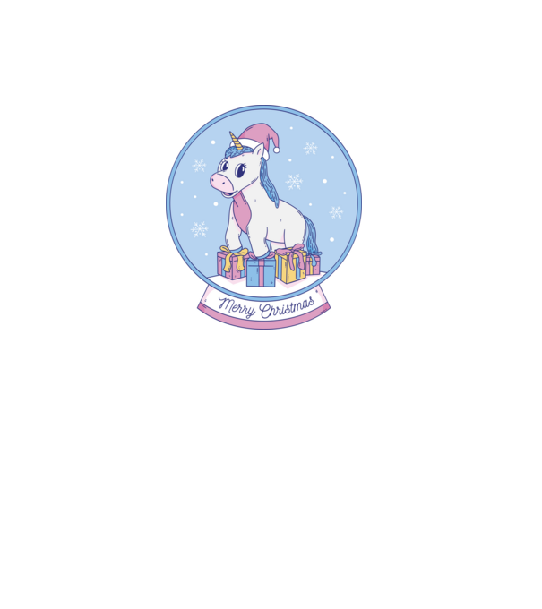 Glob de zăpadă drăguț, de Crăciun, cu Unicorn model mov pe tricou