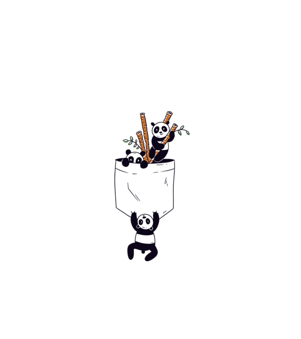Panda de buzunar model alb pe tricou