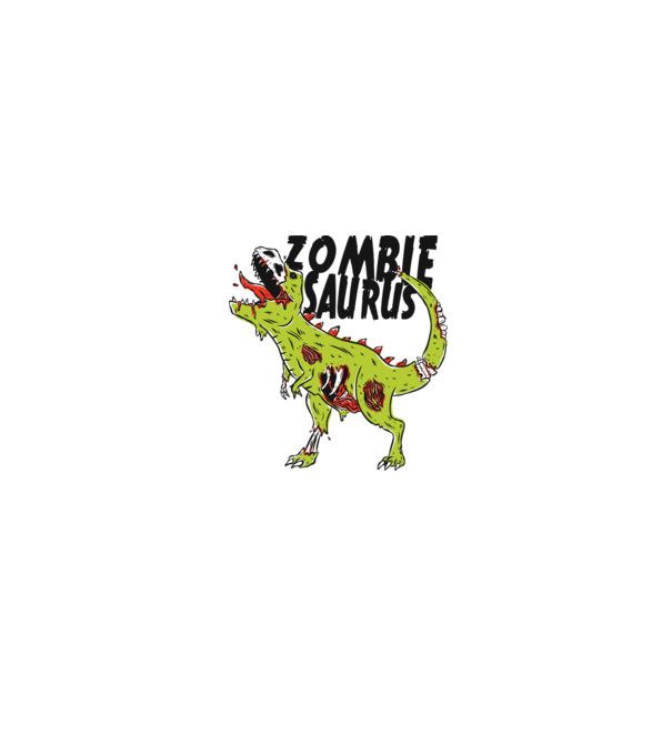 Zombiesaurus - Dinozaur Zombie model alb/roșu pe tricou