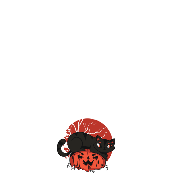 Pisică pe dovleac Halloween model albastru închis pe tricou