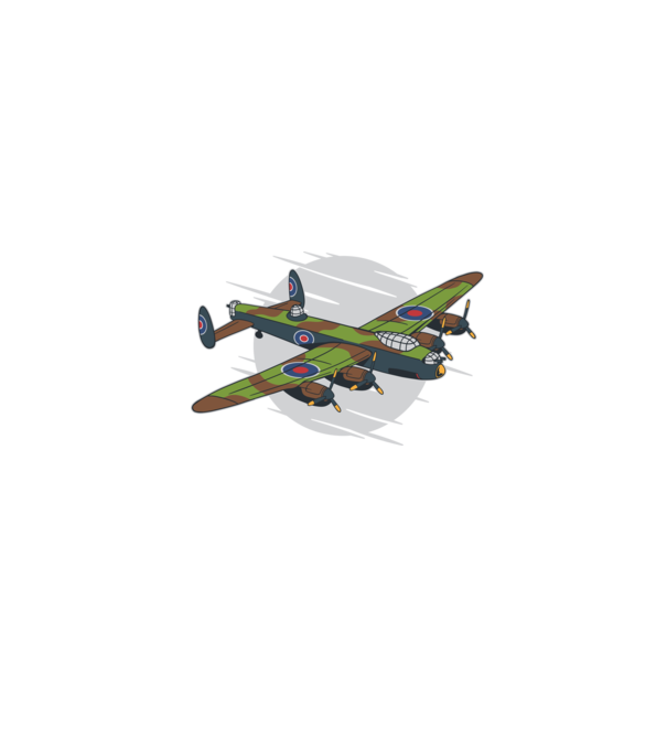 Avion bombardier Lancaster model negru pe tricou
