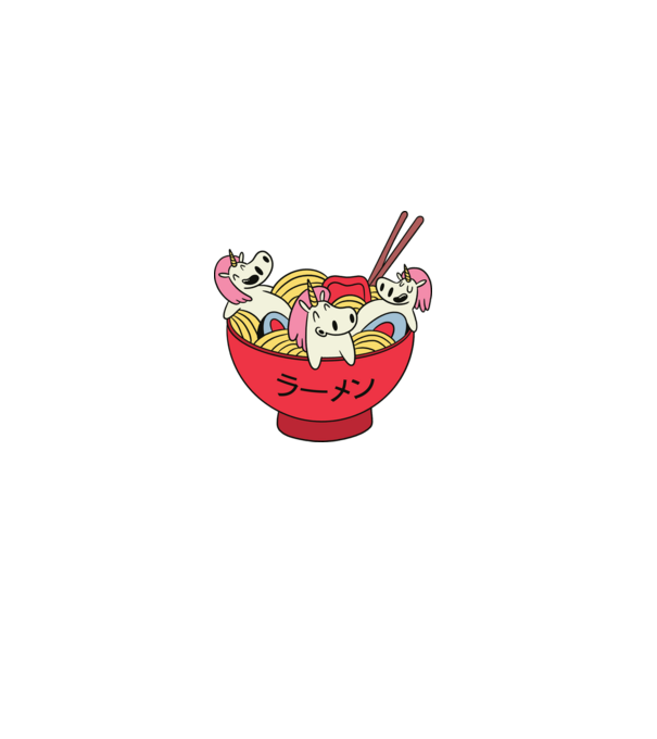 Unicorn Ramen model albastru deschis pe tricou