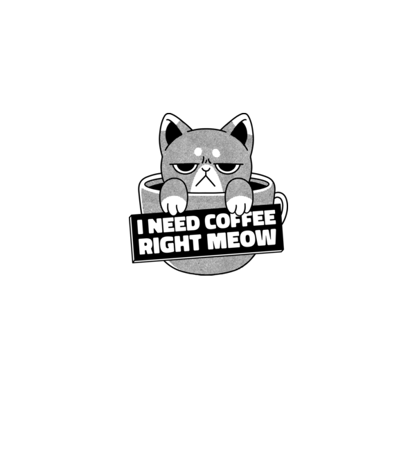 I need Coffee Right Meow model albastru regal pe tricou