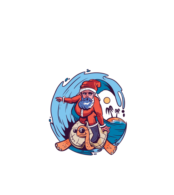 Santa Surf model alb pe tricou