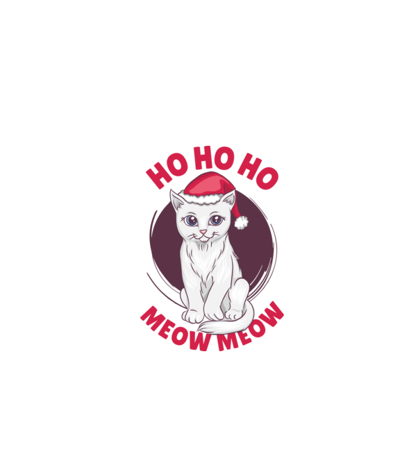 Ho Ho Ho Ho Ho Ho Ho Meow Meow Crăciun cu pisică model alb pe tricou