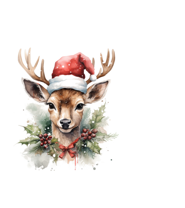 Festive Reindeer model negru pe tricou