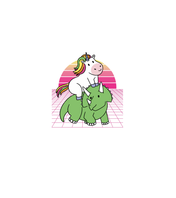 Unicorn pe dinozaur retro model mov pe tricou
