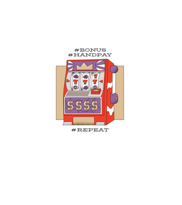 Slot machine model alb pe tricou