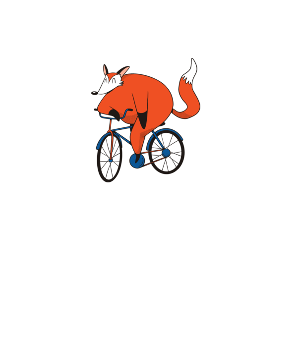 Vulpe cu bicicletă model gri pe tricou