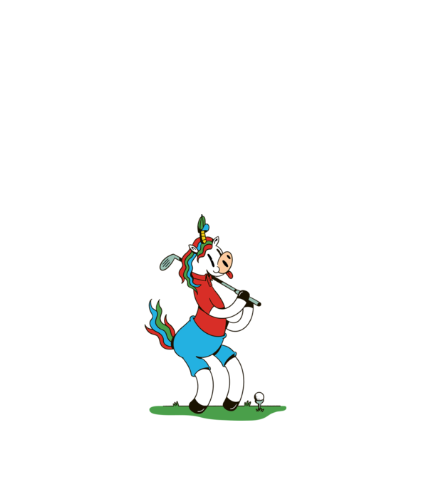 Unicorn jucător de golf model nisipiu pe tricou