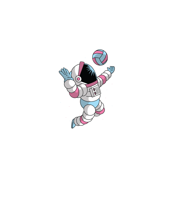 Astronaut voleibalist model negru pe tricou