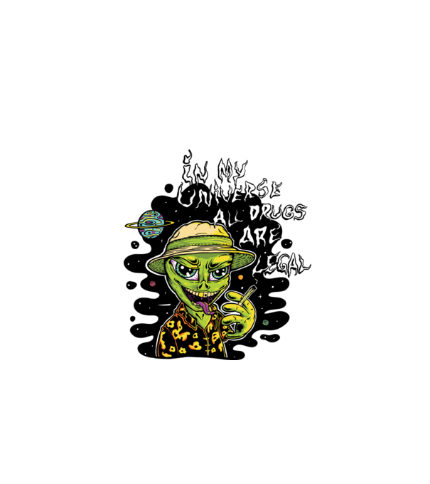 Alien drogat model gri pe tricou