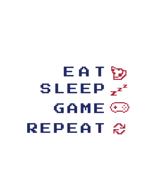 Eat Sleep Game Repeat model alb pe tricou